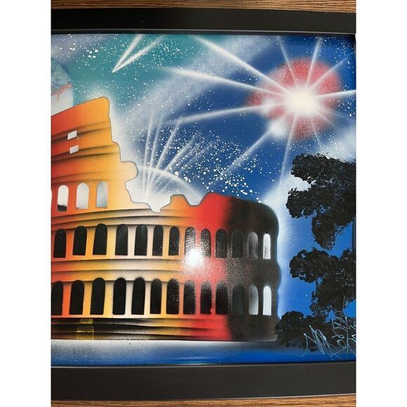 2015 Framed Signed Original Disco Graffiti Pop Mixed Media Art - Roman Colosseum - Picture 4 of 12